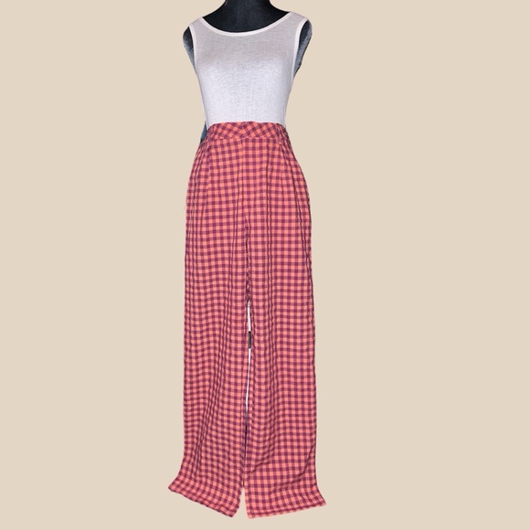 Daisy Street lightweight relaxed fit straight leg checkered high rise  trousers - Picture 1 of 5